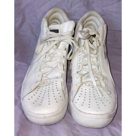 Sz 4.5 Men's 6.5 Woman's Puma High Tops Sport Lifestyle 358399 Gold Logo - Picture 2 of 6